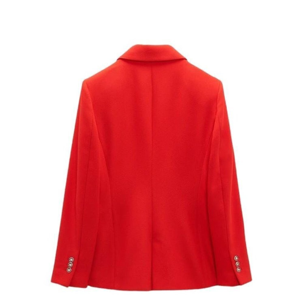 ZARA DOUBLE BREASTED PIQUÉ BLAZER RED SIZE S | 3169/711/600 - Picture 3 of 8